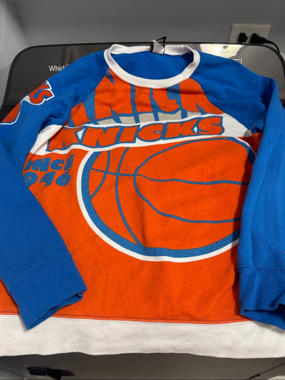 Vintage NBA Blue & Orange Knicks Graphic Pullover Sweatshirt